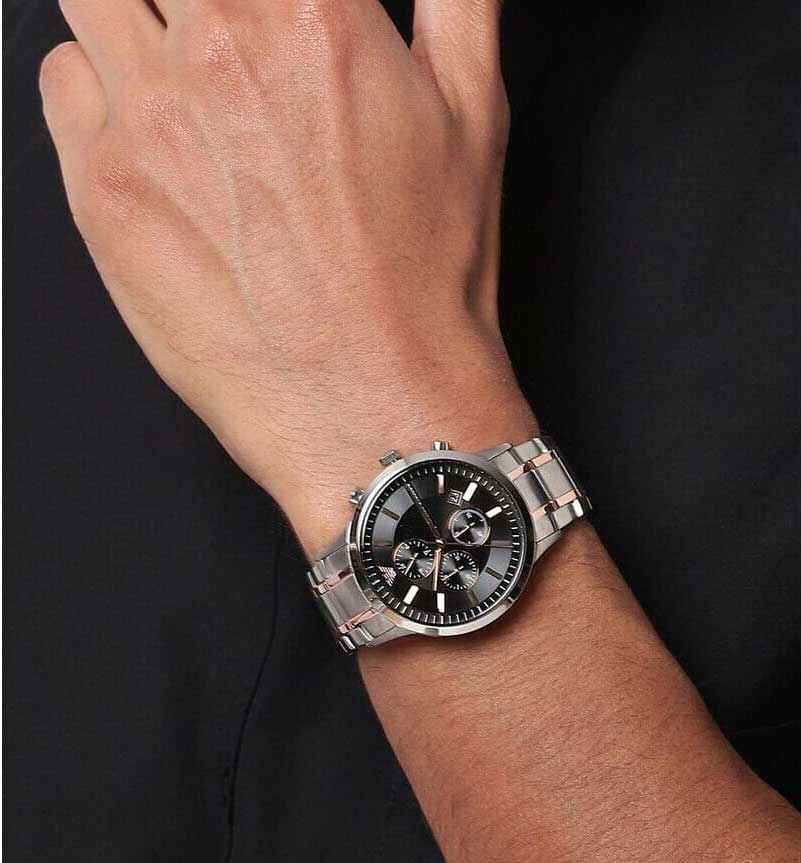 Emporio Armani Men’s Analogue Quartz Stainless Steel Black Dial 43mm Watch AR11165