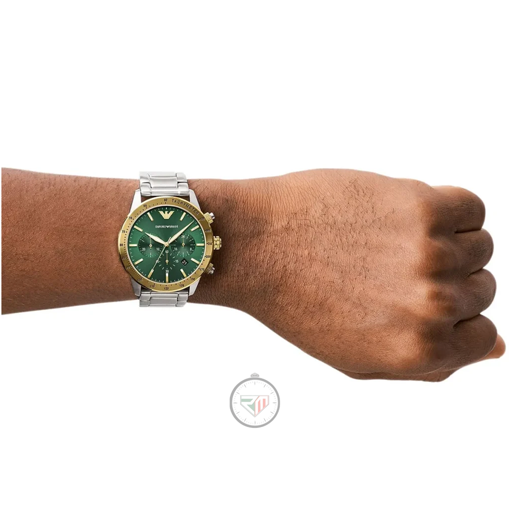 Emporio Armani Men’s Quartz Stainless Steel Green Dial 43mm Watch AR11454