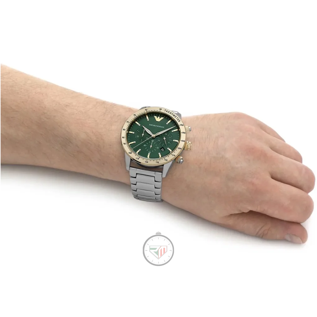 Emporio Armani Men’s Quartz Stainless Steel Green Dial 43mm Watch AR11454