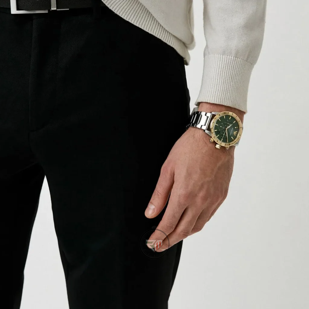 Emporio Armani Men’s Quartz Stainless Steel Green Dial 43mm Watch AR11454