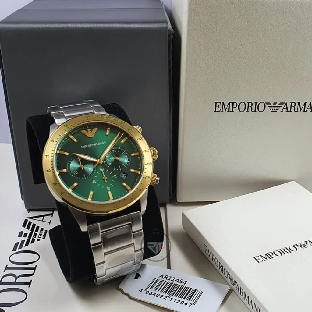 Emporio Armani Men’s Quartz Stainless Steel Green Dial 43mm Watch AR11454