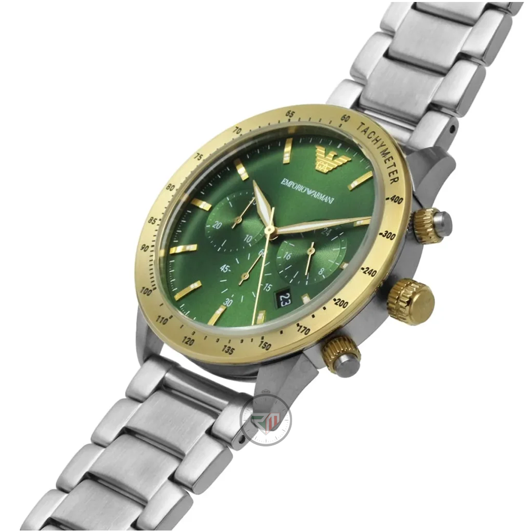 Emporio Armani Men’s Quartz Stainless Steel Green Dial 43mm Watch AR11454