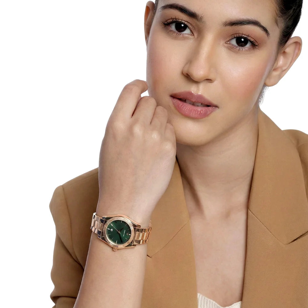 Emporio Armani Women’s Quartz Rose Gold Stainless Steel Green Dial 32mm Watch AR11639