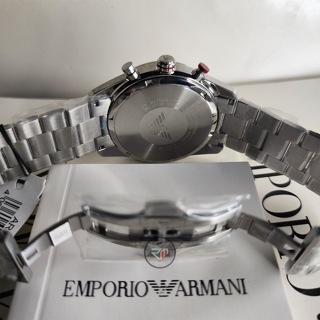 Emporio Armani Men’s Chronograph Quartz Silver Stainless Steel Beige Dial 42mm Watch AR11645