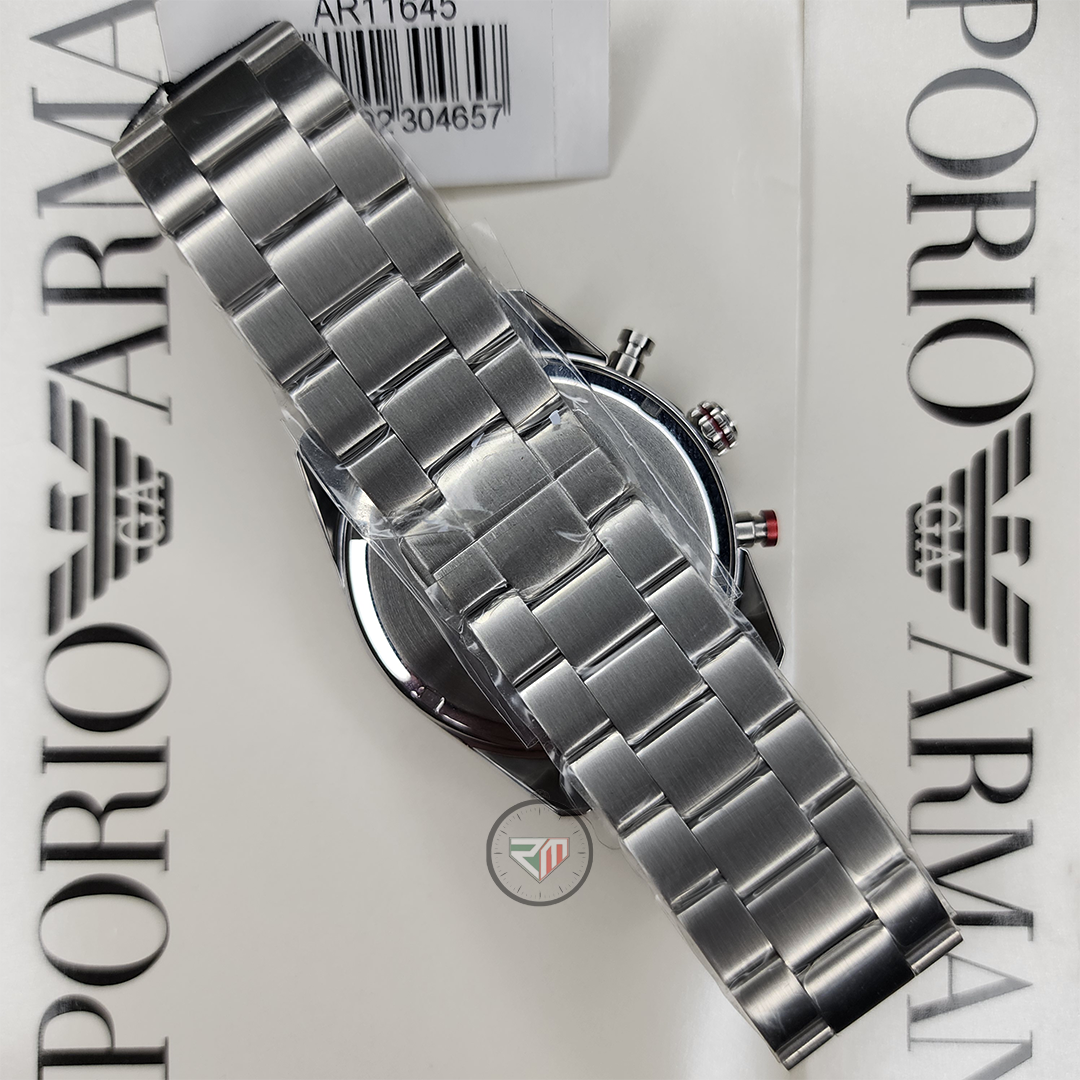Emporio Armani Men’s Chronograph Quartz Silver Stainless Steel Beige Dial 42mm Watch AR11645