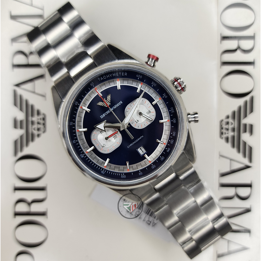 Emporio Armani Men’s Quartz Silver Stainless Steel Blue Dial 42mm Watch AR11676