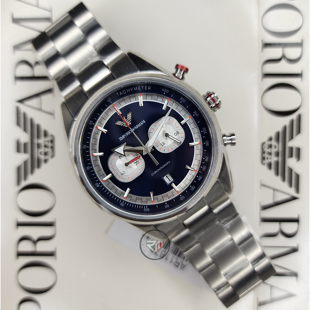 Emporio Armani Men’s Quartz Silver Stainless Steel Blue Dial 42mm Watch AR11676