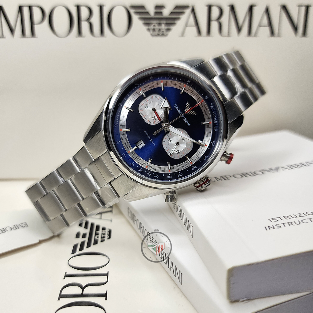 Emporio Armani Men’s Quartz Silver Stainless Steel Blue Dial 42mm Watch AR11676