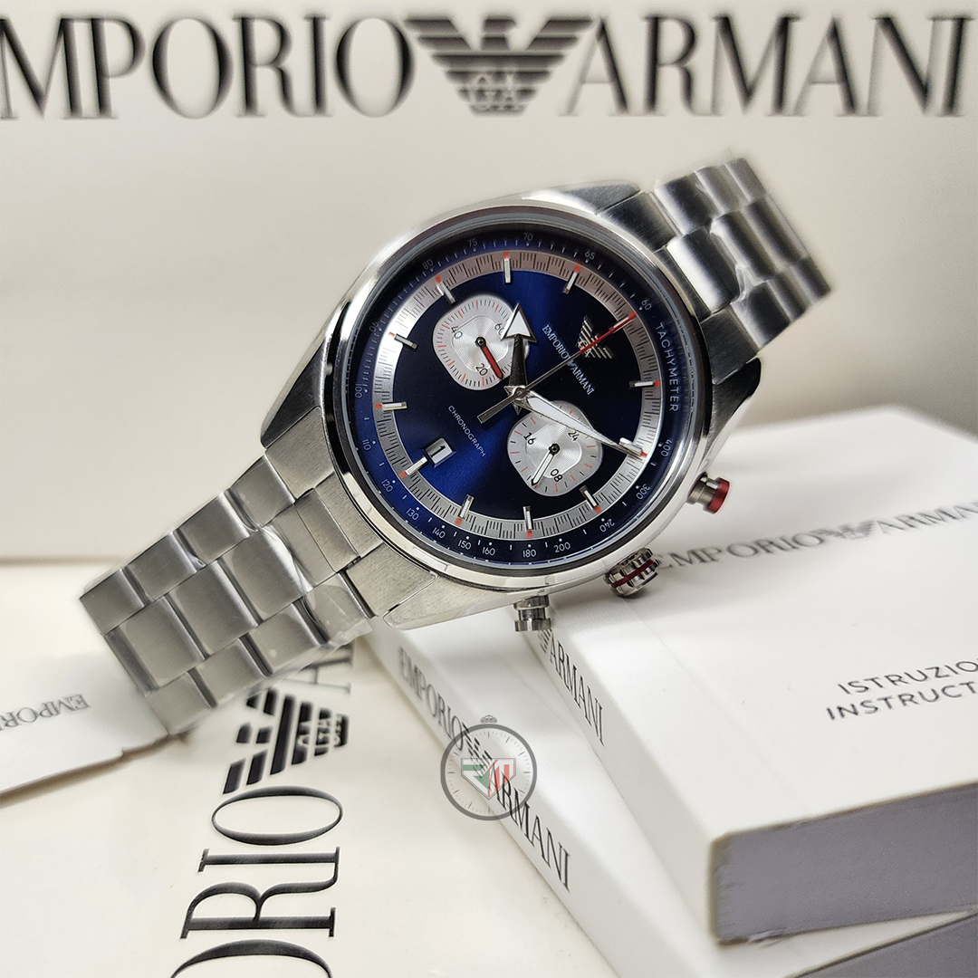 Emporio Armani Men’s Quartz Silver Stainless Steel Blue Dial 42mm Watch AR11676