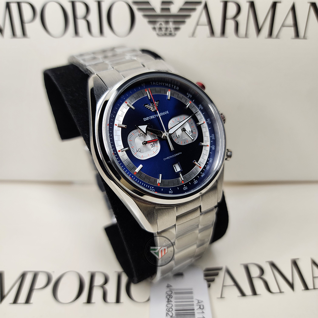 Emporio Armani Men’s Quartz Silver Stainless Steel Blue Dial 42mm Watch AR11676