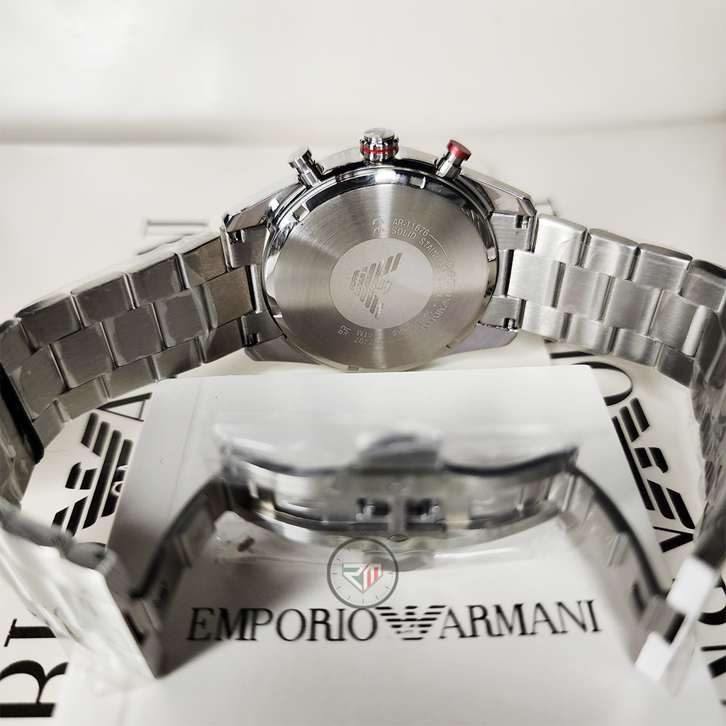 Emporio Armani Men’s Quartz Silver Stainless Steel Blue Dial 42mm Watch AR11676