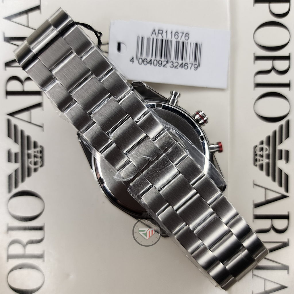 Emporio Armani Men’s Quartz Silver Stainless Steel Blue Dial 42mm Watch AR11676
