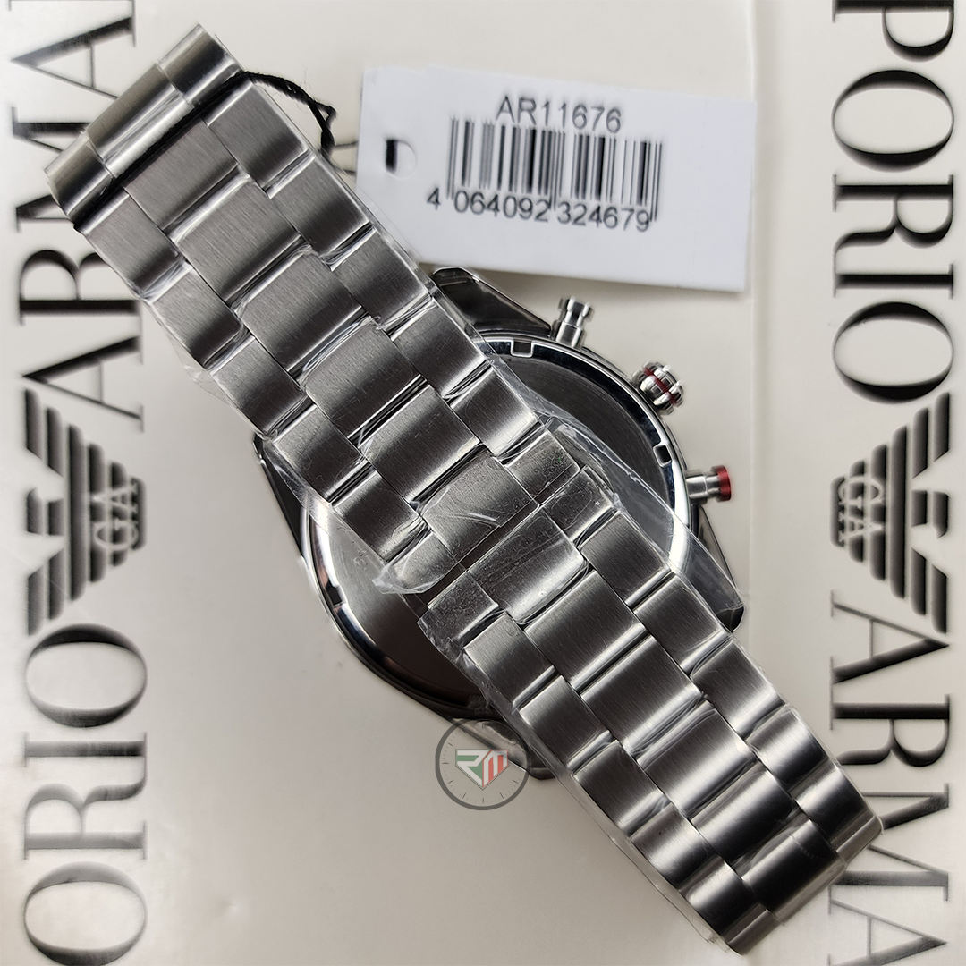 Emporio Armani Men’s Quartz Silver Stainless Steel Blue Dial 42mm Watch AR11676