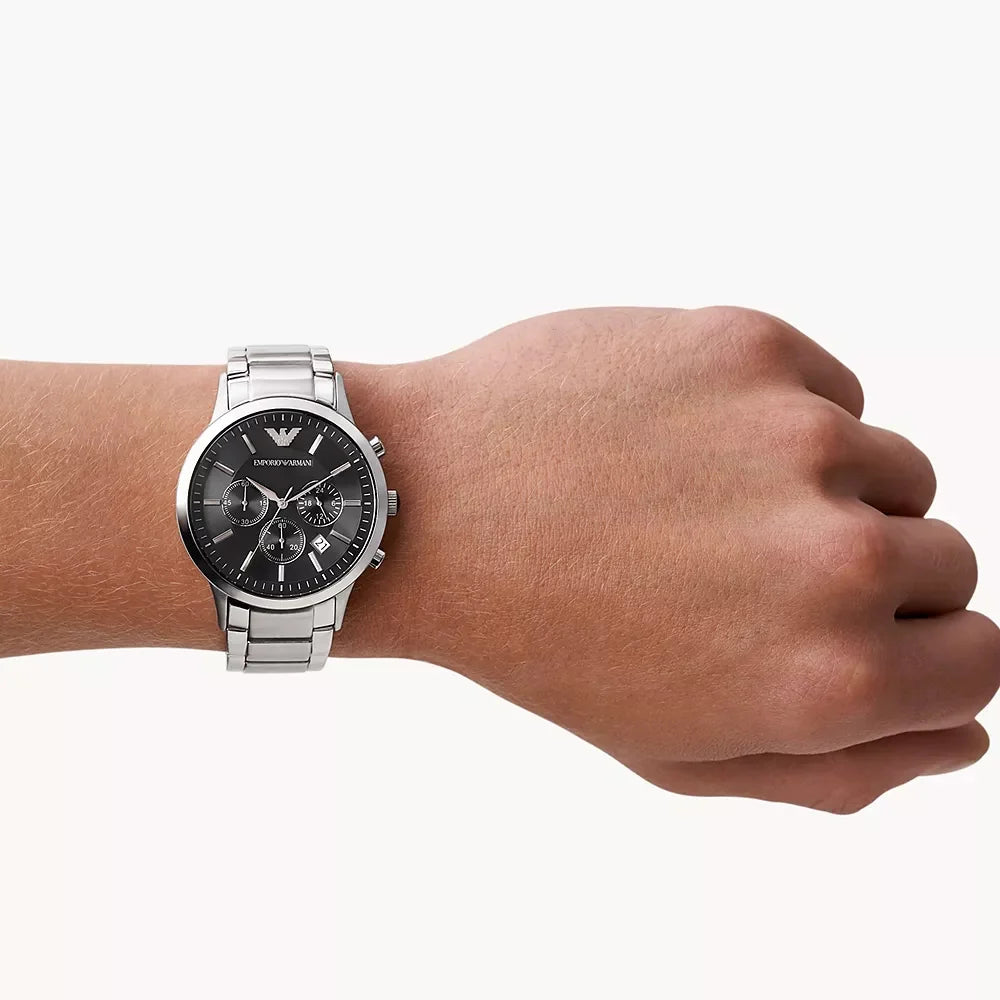 Emporio Armani Men’s Chronograph Quartz Stainless Steel Black Dial 43mm Watch AR2434