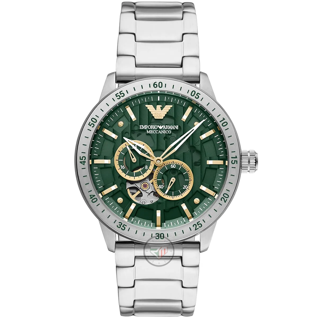 Emporio Armani Men’s Automatic Silver Stainless Steel Green Dial 43mm Watch AR60053