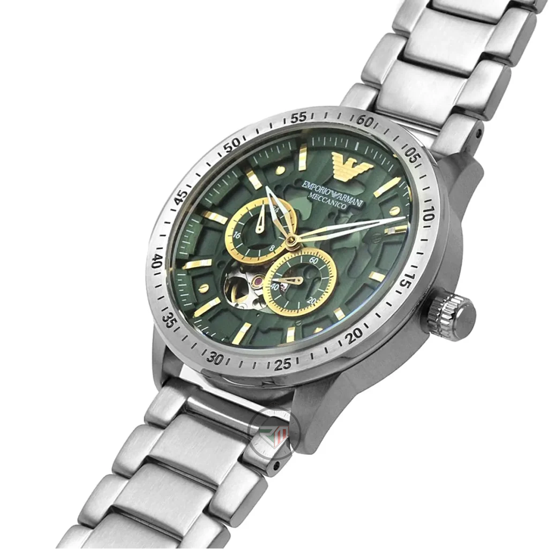 Emporio Armani Men’s Automatic Silver Stainless Steel Green Dial 43mm Watch AR60053