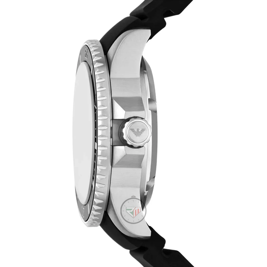 Emporio Armani Men’s Automatic Sea Explorer Black Silicone Strap Black Dial 42mm Watch AR60078