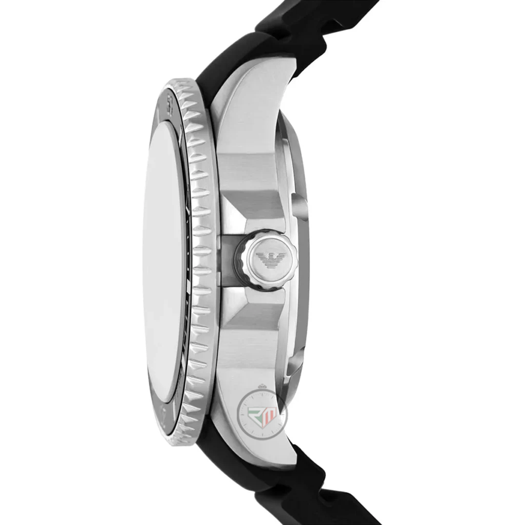 Emporio Armani Men’s Automatic Sea Explorer Black Silicone Strap Black Dial 42mm Watch AR60078