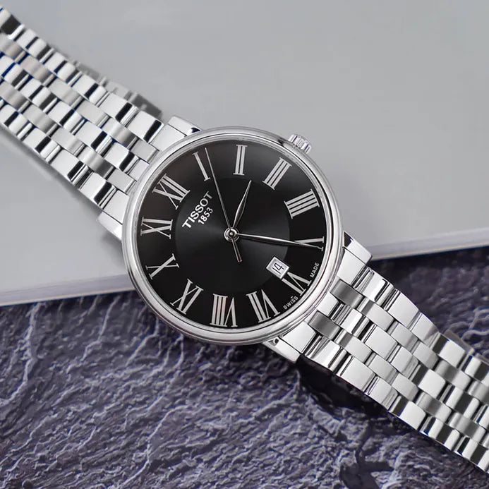 TISSOT Men’s Quartz Swiss Made Silver Stainless Steel Black Dial 40mm Watch T122.410.11.053.00