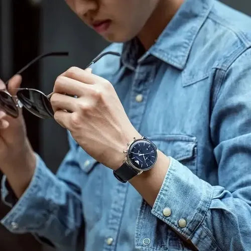 Emporio Armani Men’s Chronograph Quartz Leather Strap Blue Dial 43mm Watch AR11105