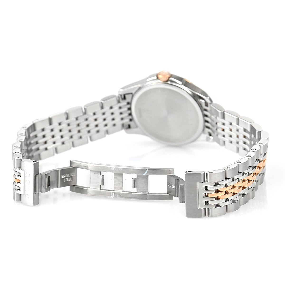 Gucci Women’s Quartz Two Tone Stainless Steel Pink Mother Of Pearl Dial 27mm Watch YA126536