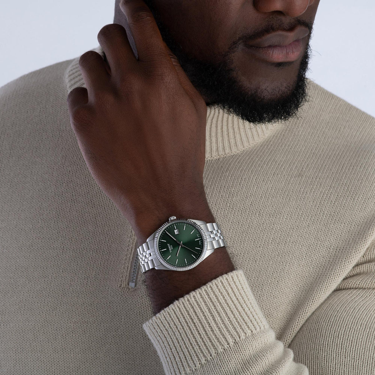 TISSOT Ballade Men's Quartz Swiss Made Silver Stainless Steel Green Dial 40mm Watch T156.410.11.091.00