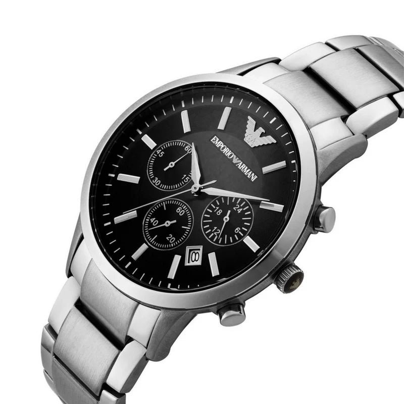 Emporio Armani Men’s Chronograph Quartz Stainless Steel Black Dial 43mm Watch AR2434