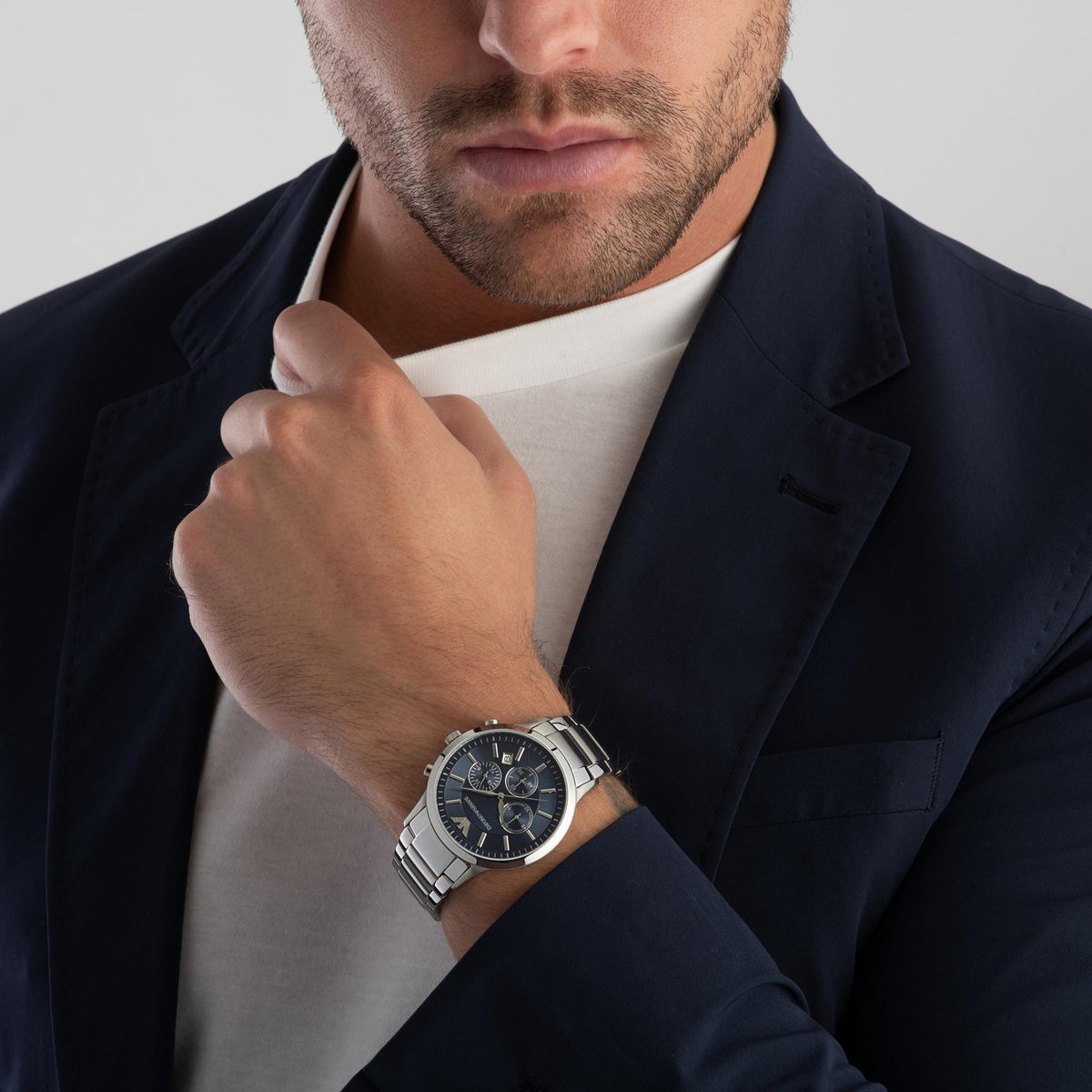 Emporio Armani Men’s Chronograph Quartz Stainless Steel Blue Dial 41mm Watch AR2448