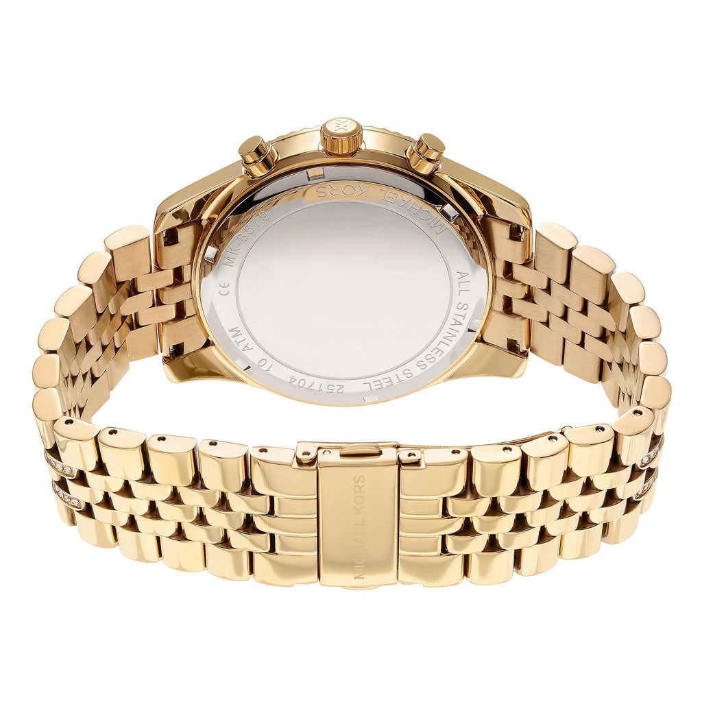 Michael Kors Men’s Lexington Chronograph Stainless Steel Gold Dial 44mm Watch MK8579