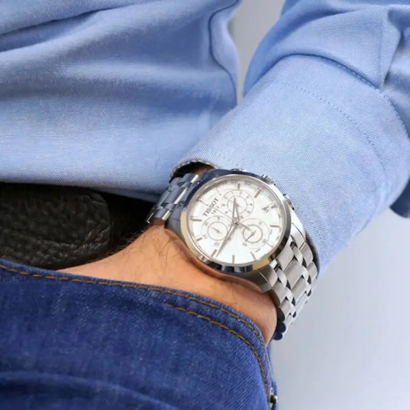 TISSOT Men’s Couturier Chronograph Quartz Swiss Made Stainless Steel Silver Dial 41mm Watch T035.617.11.031.00