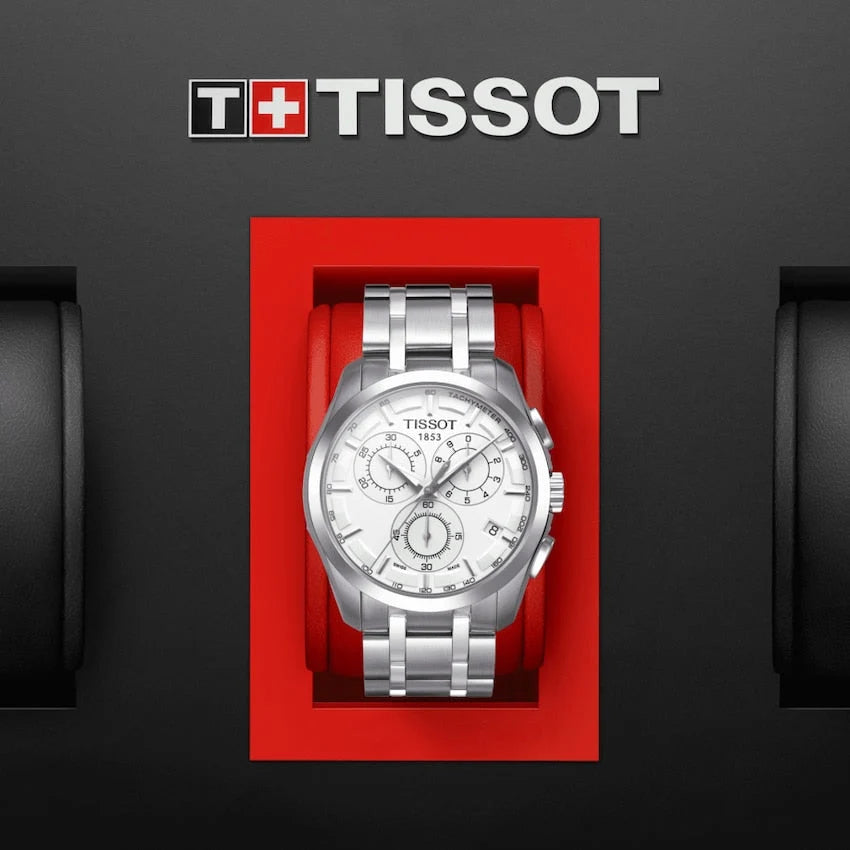 TISSOT Men’s Couturier Chronograph Quartz Swiss Made Stainless Steel Silver Dial 41mm Watch T035.617.11.031.00