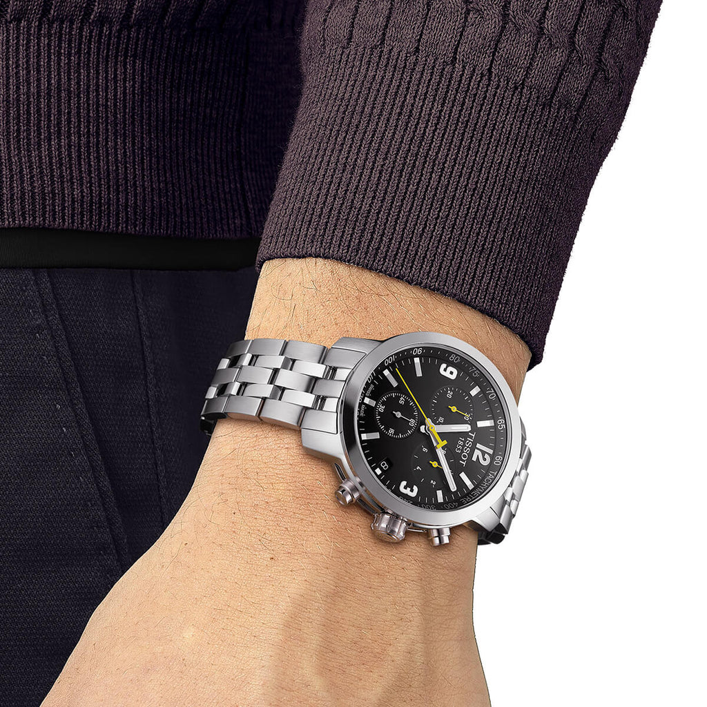 TISSOT PRC 200 Chronograph Men’s Quartz Swiss Made Stainless Steel Black Dial 42mm Watch T055.417.11.057.00