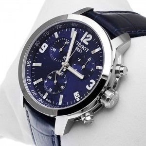 TISSOT PRC 200 Chronograph Men’s Quartz Swiss Made Blue Leather Strap Blue Dial 42mm Watch T055.417.16.047.00