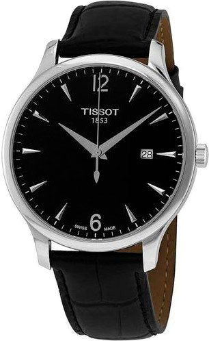 TISSOT Men’s Swiss Made Quartz Black Leather Strap Black Dial 42mm Watch T063.610.16.057.00