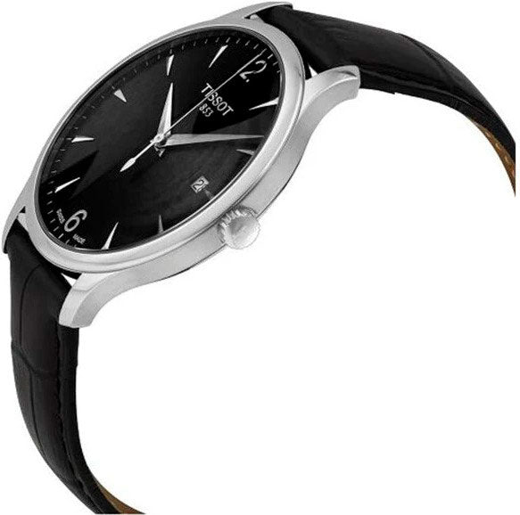 TISSOT Men’s Swiss Made Quartz Black Leather Strap Black Dial 42mm Watch T063.610.16.057.00