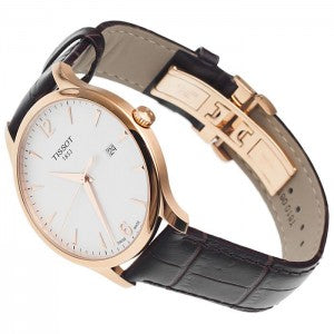 TISSOT Men’s Swiss Made Quartz Brown Leather Strap White Dial 42mm Watch T063.610.36.037.00
