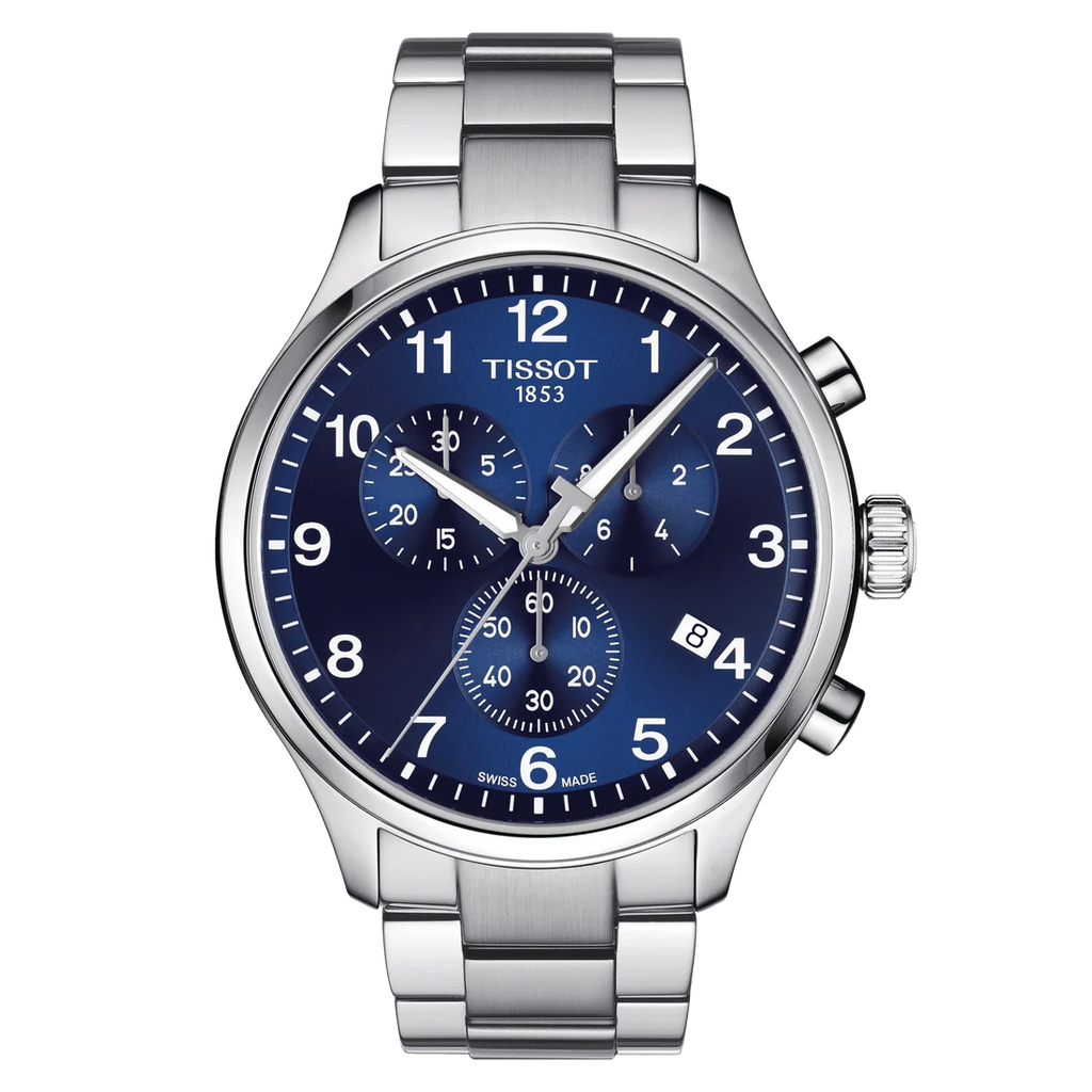TISSOT Men’s Quartz Swiss Made Silver Stainless Steel Blue Dial 45mm Watch T116.617.11.047.01