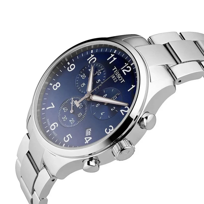 TISSOT Men’s Quartz Swiss Made Silver Stainless Steel Blue Dial 45mm Watch T116.617.11.047.01