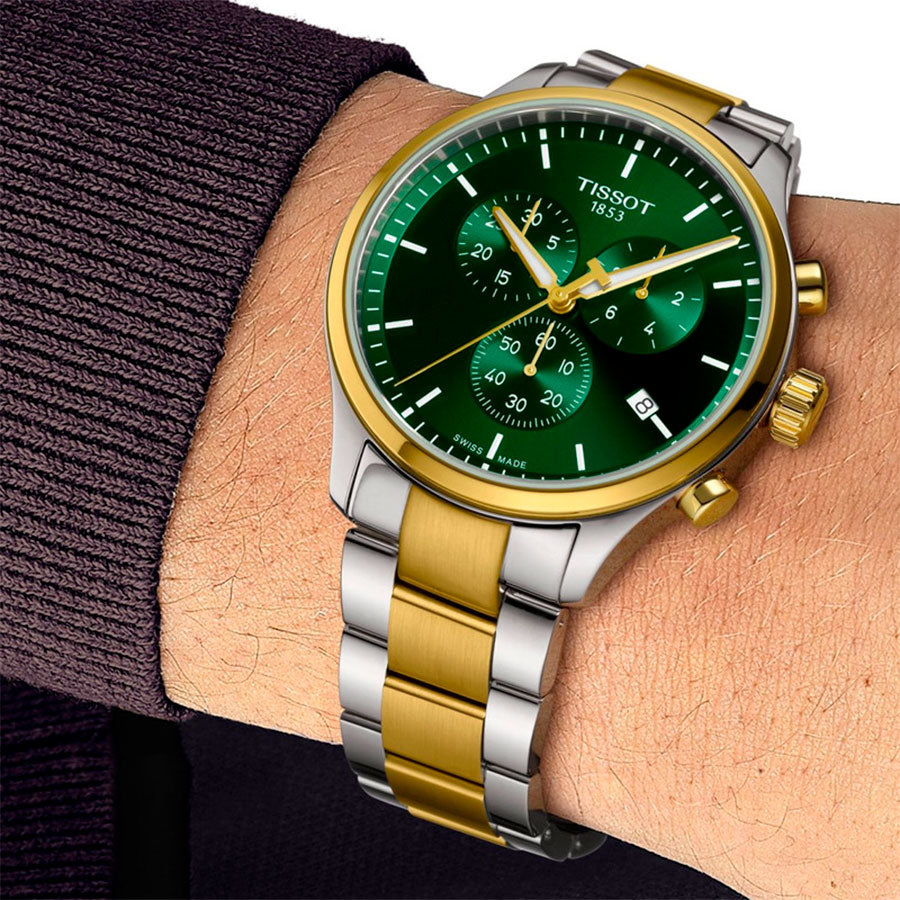 TISSOT Men’s Swiss Made Quartz Two-tone Stainless Steel Green Dial 45mm Watch T116.617.22.091.00