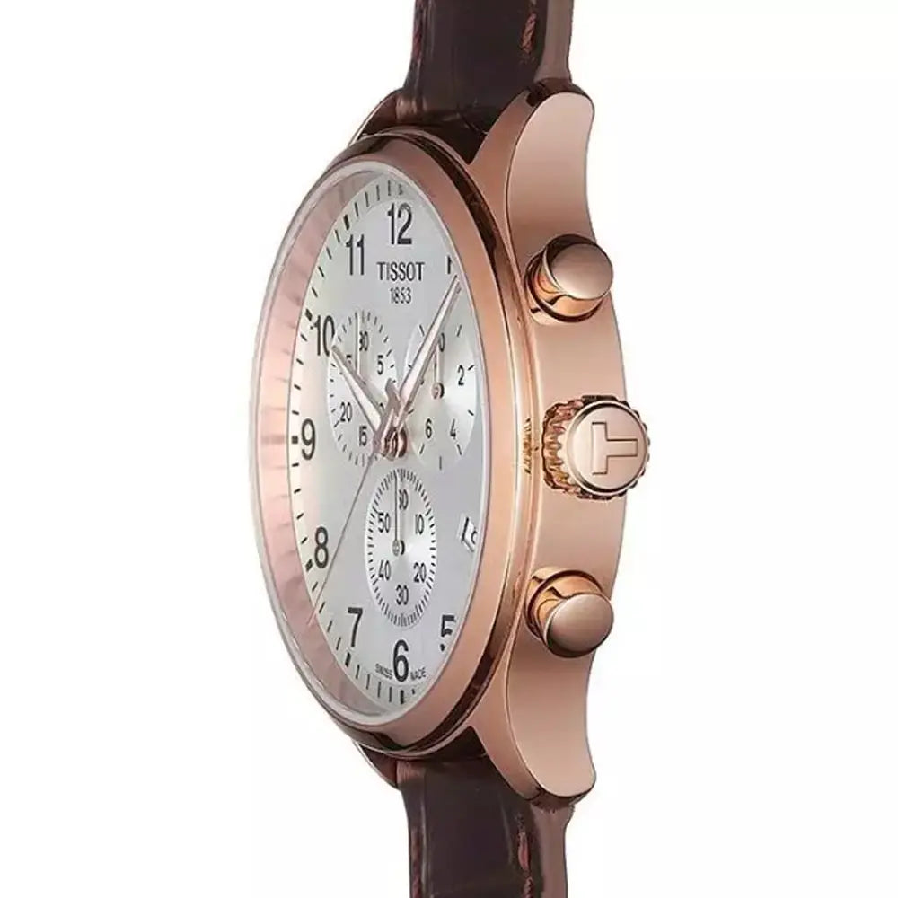 TISSOT Men’s Quartz Swiss Made Brown Leather Strap Silver Dial 45mm Watch T116.617.36.037.00