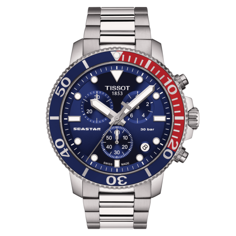 TISSOT Seastar 1000 Men’s Chronograph Quartz Swiss Made Silver Stainless Steel Blue Dial 45mm Watch T120.417.11.041.03