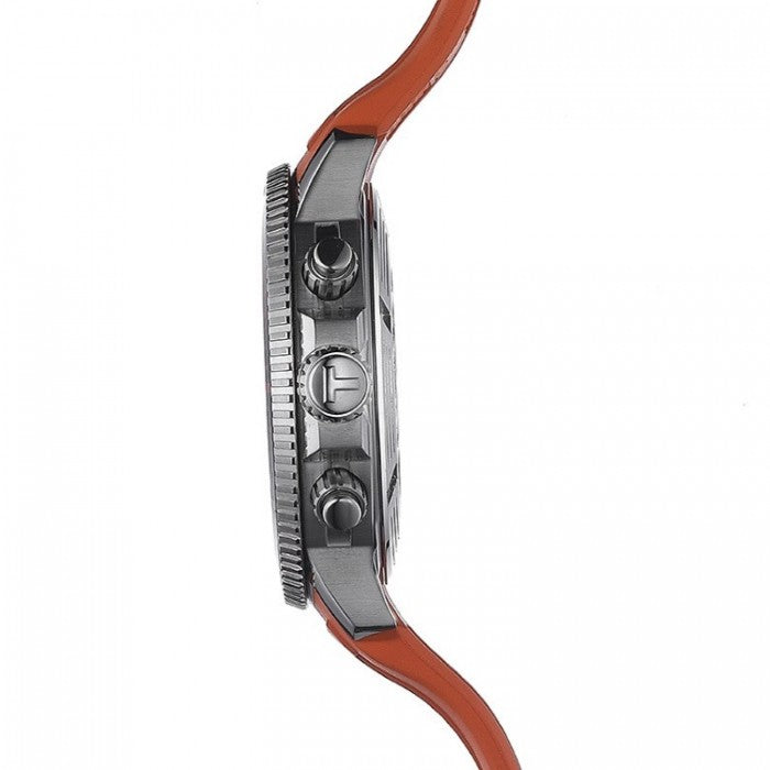 TISSOT Seastar 1000 Men’s Chronograph Quartz Swiss Made Orange Silicone Strap Black Dial 45mm Watch T120.417.17.051.01