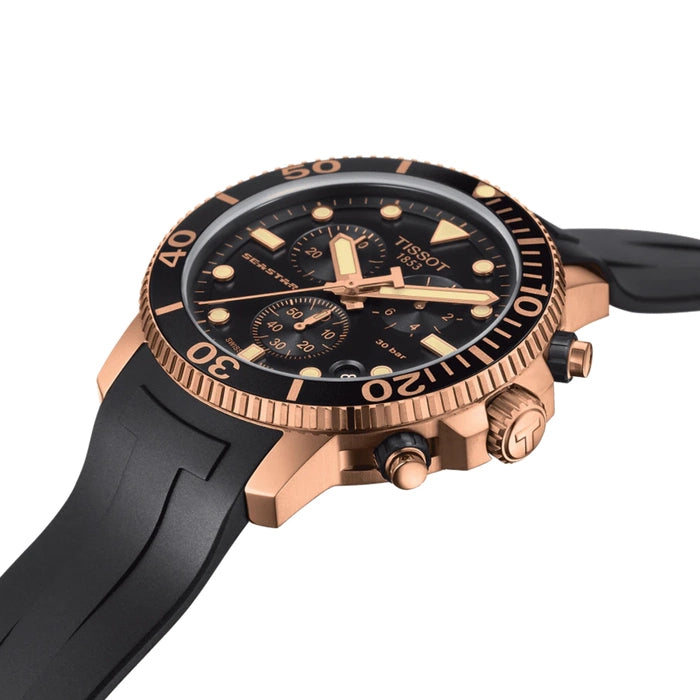 TISSOT Seastar 1000 Men’s Chronograph Quartz Black Silicone Strap Black Dial 45mm Watch T120.417.37.051.00