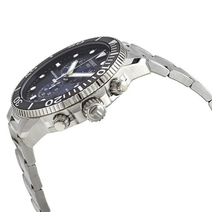 TISSOT Seastar 1000 Men’s Chronograph Quartz Swiss Made Silver Stainless Steel Blue Gradient Dial 45mm Watch T120.417.11.041.01