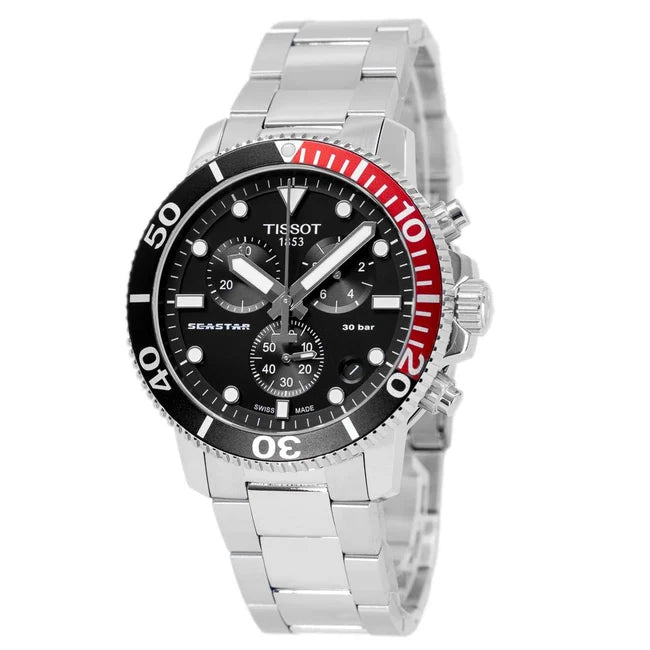 TISSOT Seastar 1000 Men’s Quartz Swiss Made Stainless Steel Black Dial 45mm Watch T120.417.11.051.01