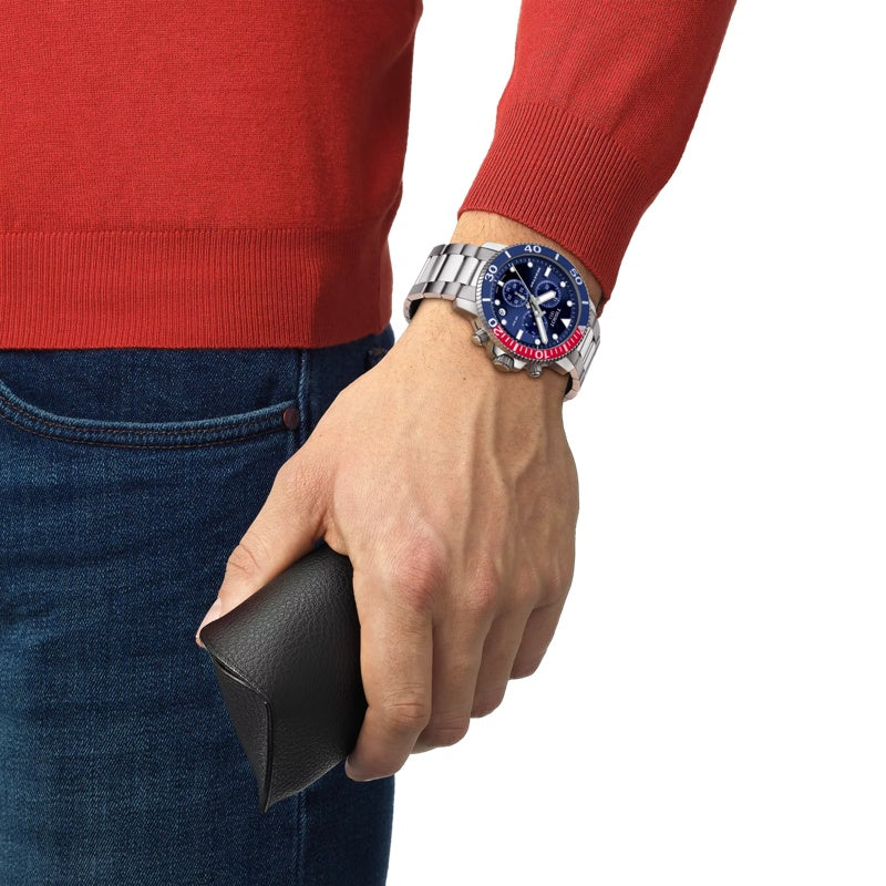 TISSOT Seastar 1000 Men’s Chronograph Quartz Swiss Made Silver Stainless Steel Blue Dial 45mm Watch T120.417.11.041.03