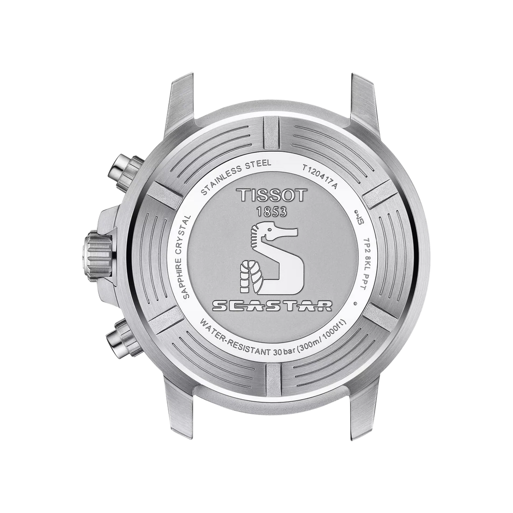 TISSOT Seastar 1000 Men’s Chronograph Quartz Swiss Made Black Silicone Strap Blue Dial 45mm Watch T120.417.17.041.00