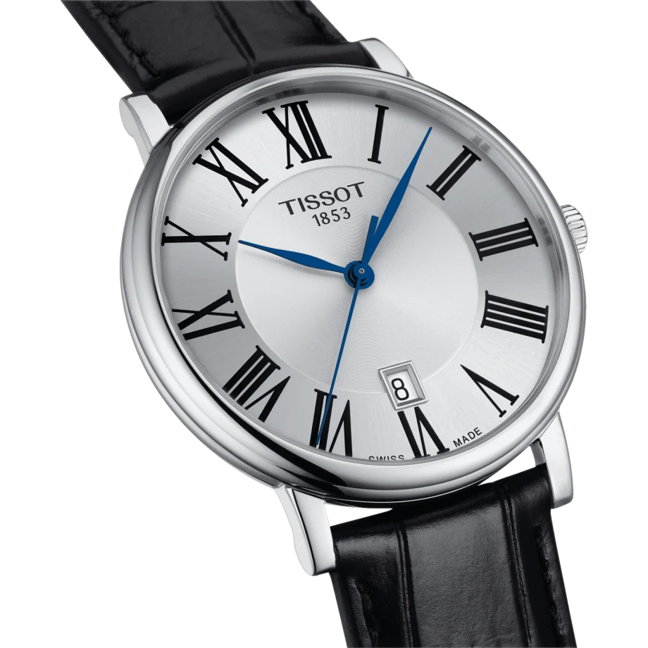 TISSOT Men’s Quartz Swiss Made Black Leather Strap Silver Dial 40mm Watch T122.410.16.033.00