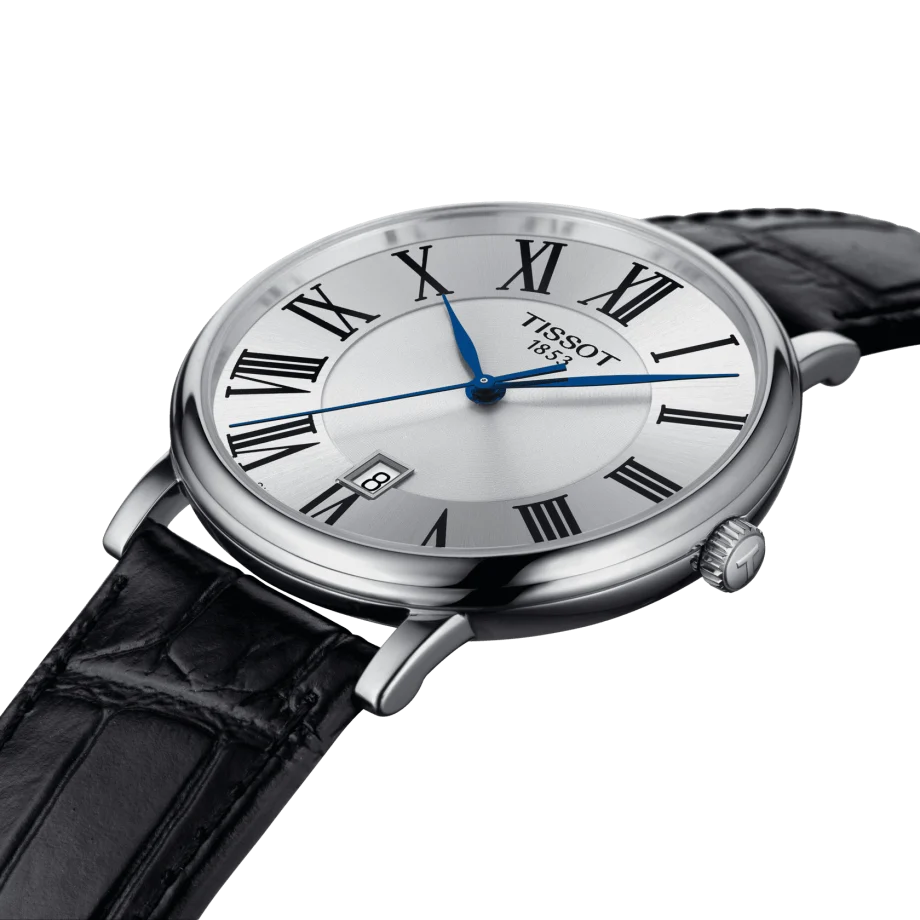 TISSOT Men’s Quartz Swiss Made Black Leather Strap Silver Dial 40mm Watch T122.410.16.033.00