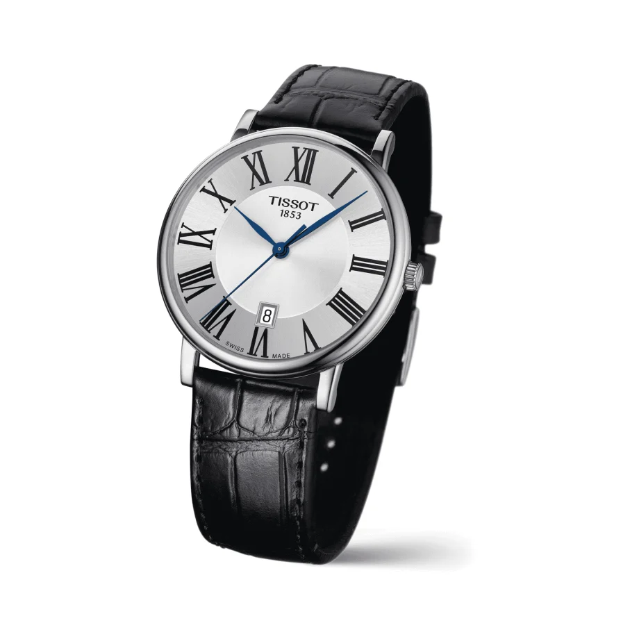 TISSOT Men’s Quartz Swiss Made Black Leather Strap Silver Dial 40mm Watch T122.410.16.033.00